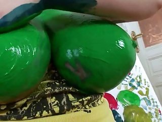 art lesson for body and boobs painted
