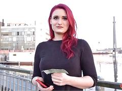 Német SCOUT - Vöröshajú Főiskola Teen Melina beszél Fuck Cast-el